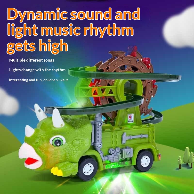 Childrens Dinosaur Track Toy Car With Lights And Music