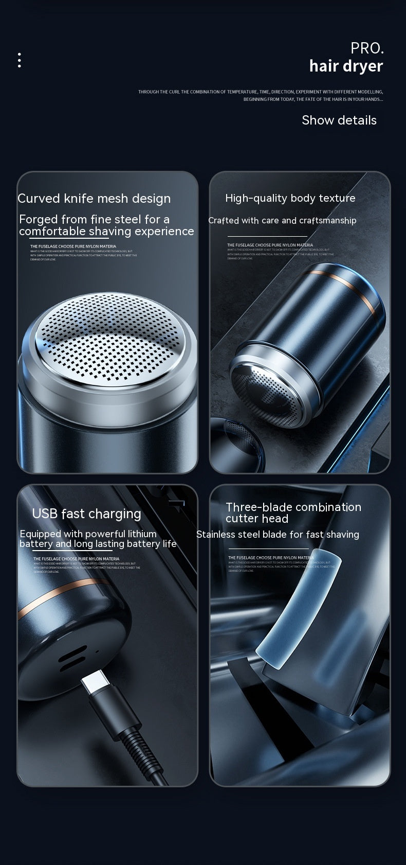 Electric Men's Mini Travel Portable Washable Shaver