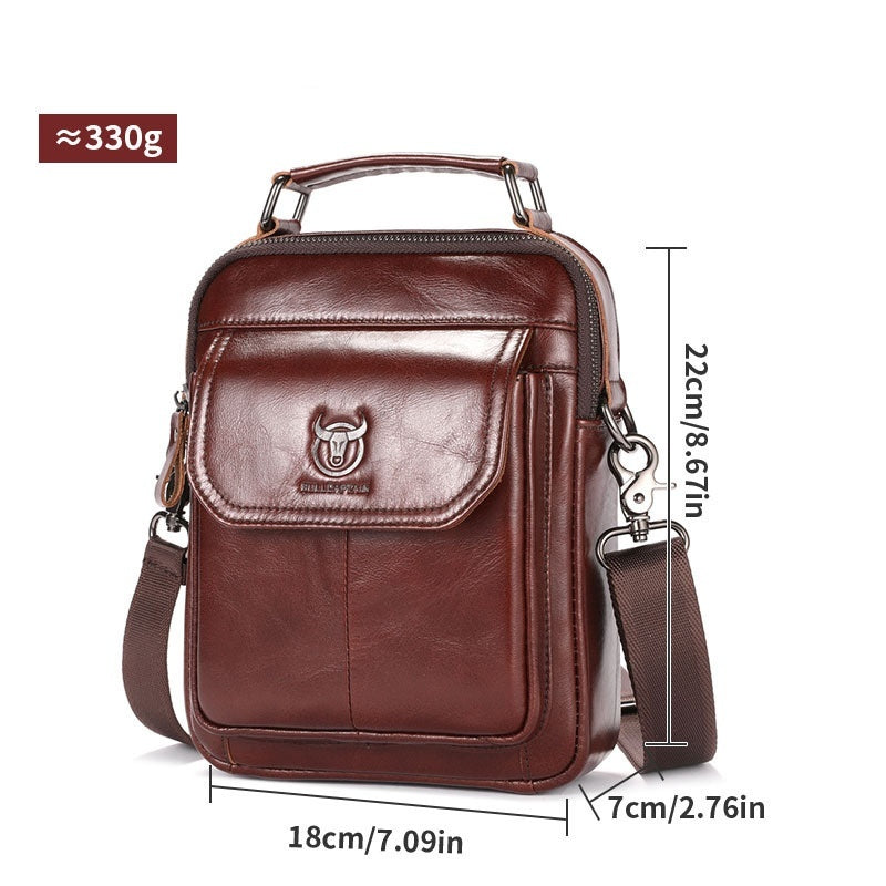 Mens Vintage First-Layer Cowhide ShoulderCrossbody Bag