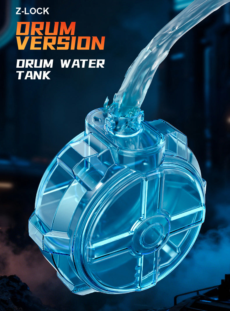 Kids Space Electric Water Gun, Transformable Flashing Light & Sim Recoil, Large Capacity Drum Magazine Full Auto Continuous Shoot Water Blaster Toy