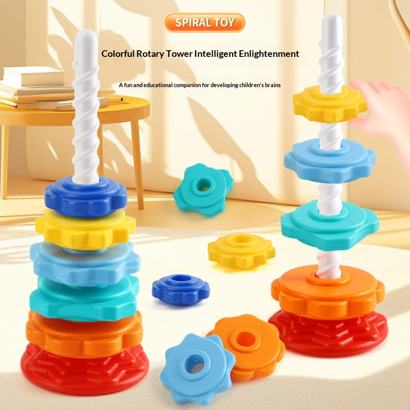 Cross-border Rainbow Spinning Tower Stacking Game With Colorful Rings