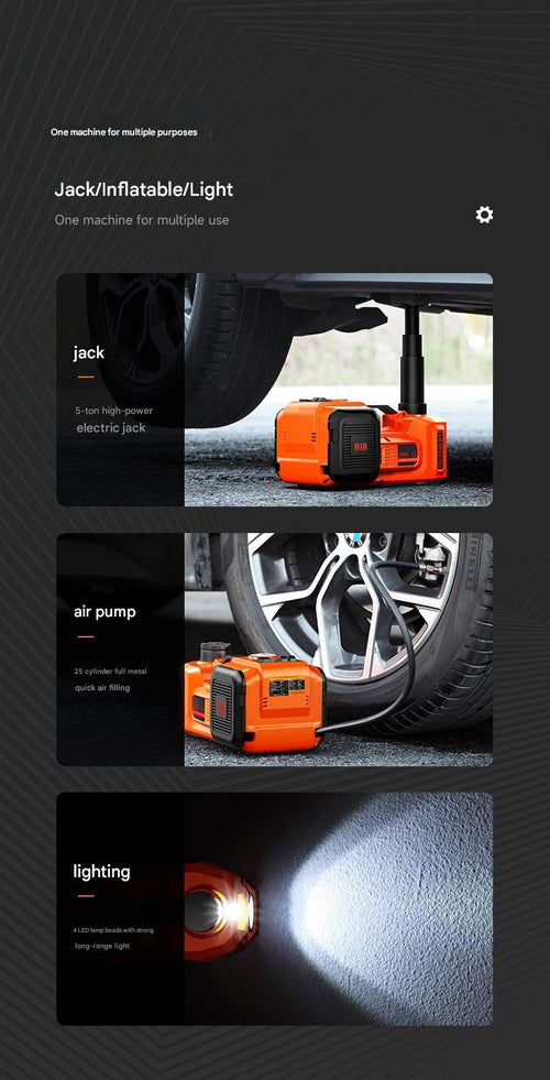 12V Car Electric Hydraulic Jack Off-Road Edition Tire Inflator 3-in-1 Tire Change Tool