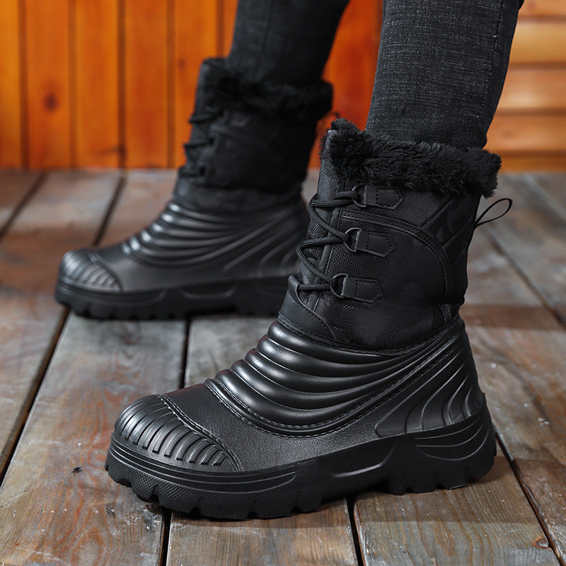 Mens Plus-Size Snow Boots With Fleece Lining For Extra Warmth And Thickness