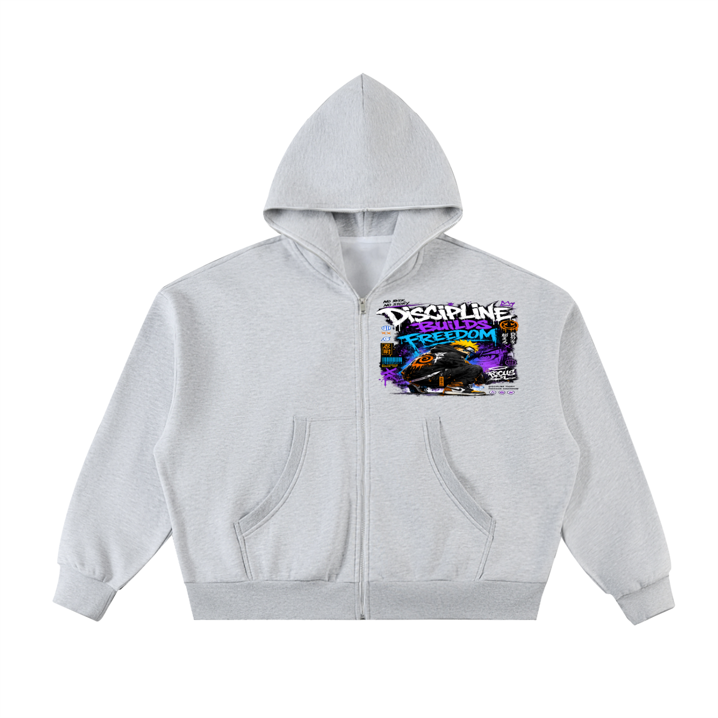 Fleeced Full-Zip Boxy Hoodie