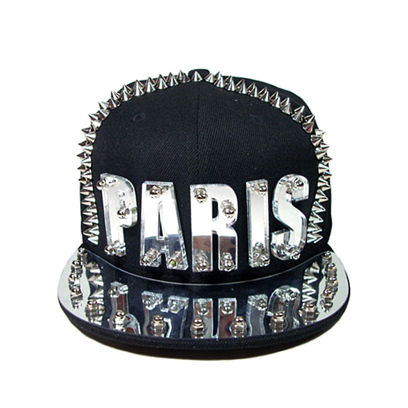 Hip-hop Flat-brimmed Cap Acrylic Letter Punk