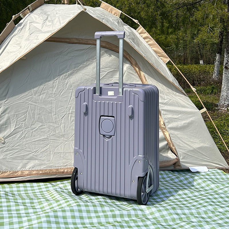 PC Material Large Wheel Luggage, 20 Inches, 24 Inches, TSA Lock, Folding Cup Holder, Outdoor Travel Luggage With Phone Holder And USB Port, Portable Rolling Luggage