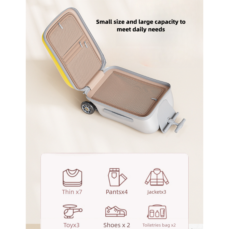 20 Inch Detachable Suitcase, Children's Riding Luggage, TSA Lock, Universal Wheels Multifunctional Lockable Rolling Suitcase, With USB Port, Suitable For Travel