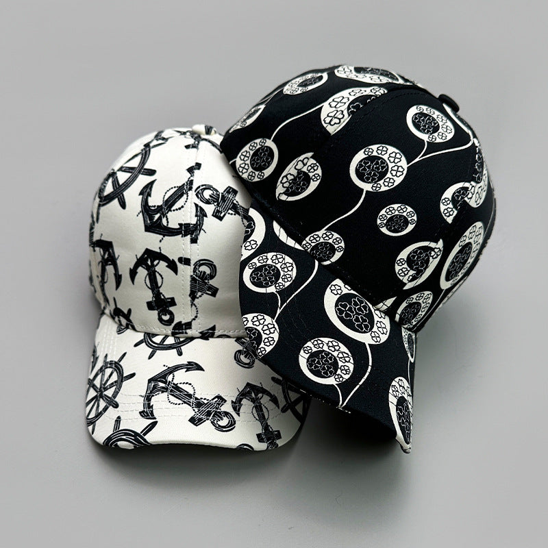 Graffiti Printing Letters Boat Anchor Skull Pattern Baseball Cap