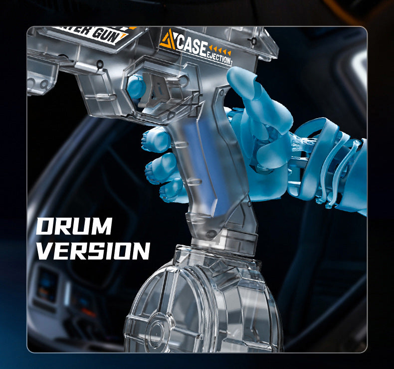 Kids Space Electric Water Gun, Transformable Flashing Light & Sim Recoil, Large Capacity Drum Magazine Full Auto Continuous Shoot Water Blaster Toy