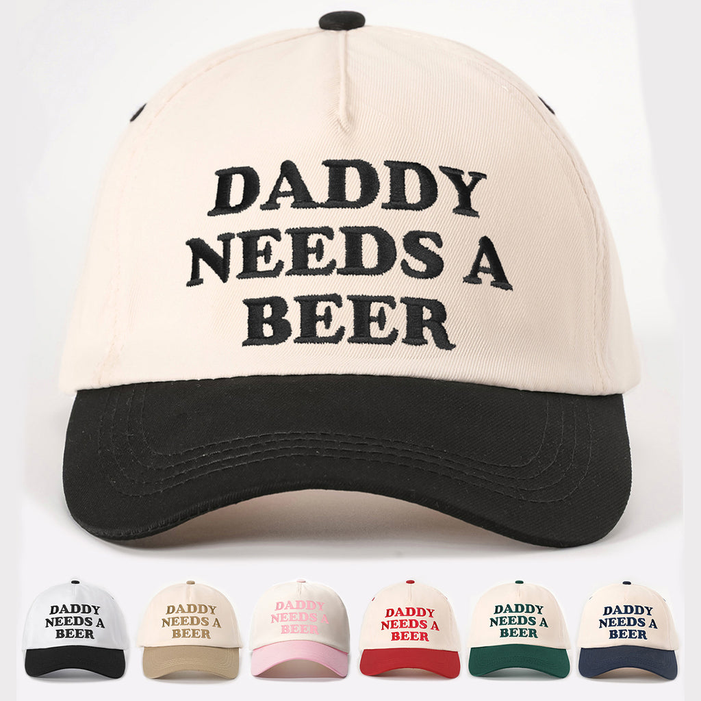 New-style Embroidered DADDY Color-block Baseball Cap