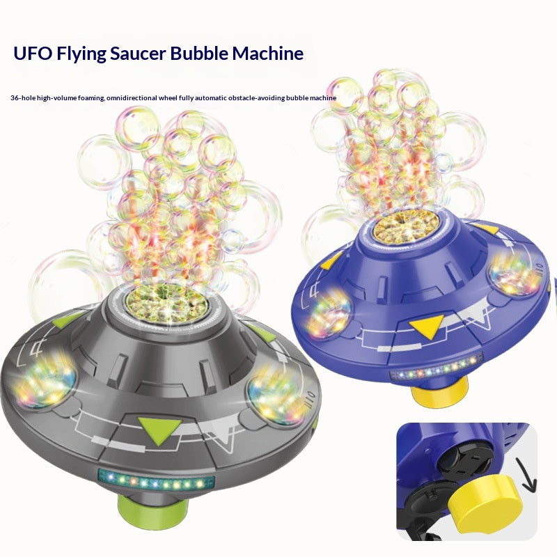 UFO Colorful Light Flying Saucer Bubble Machine Toy