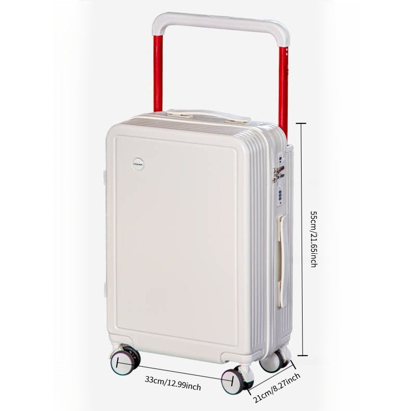 Wide Pull Rod Design Luggage Compartment, Front Open Lid, Stylish Large Capacity Luggage With Foldable Cup Holder And USB Interface