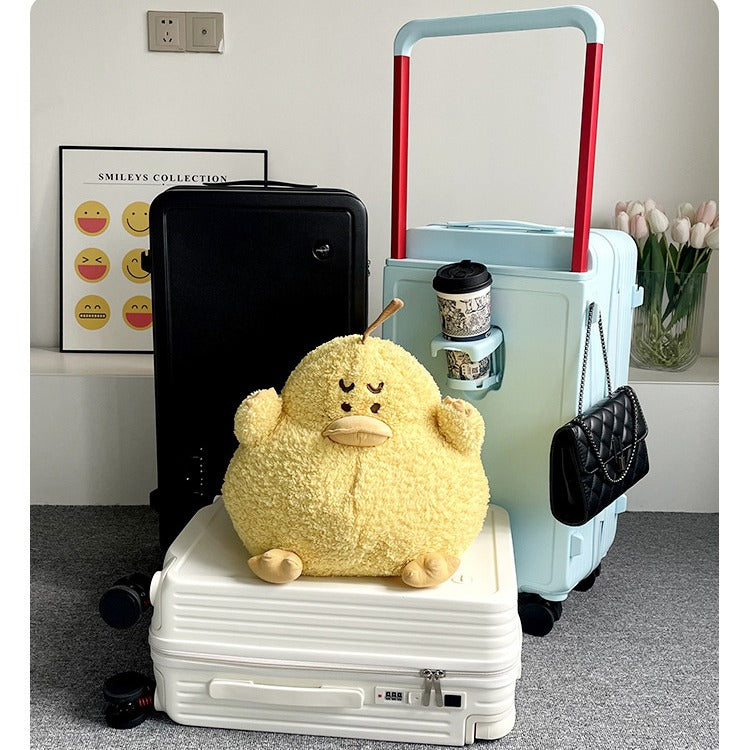 Wide Pull Rod Design Luggage Compartment, Front Open Lid, Stylish Large Capacity Luggage With Foldable Cup Holder And USB Interface